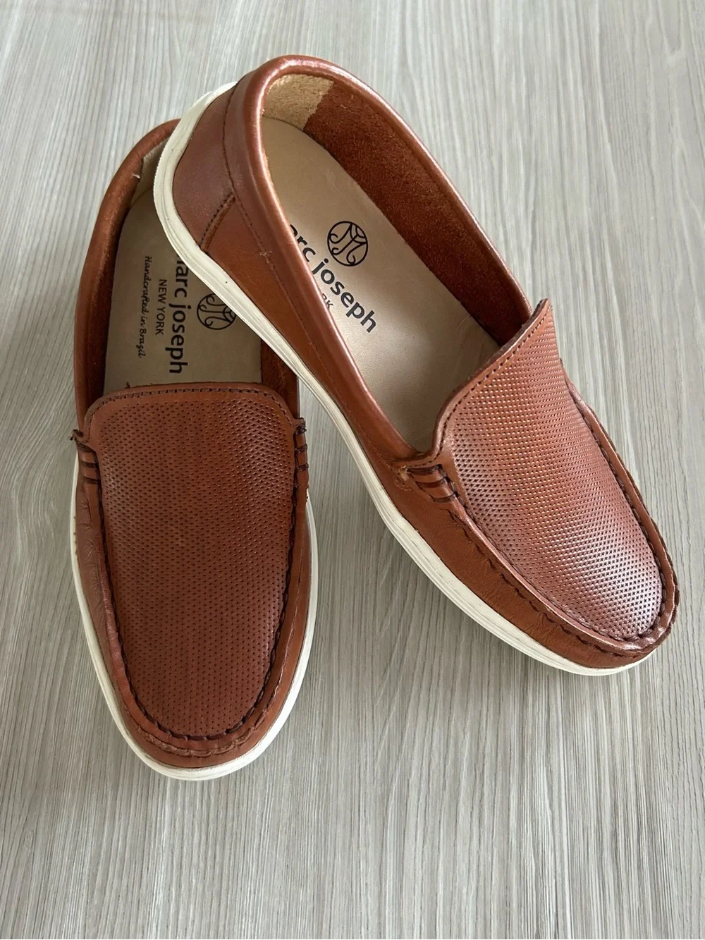 Marc Joseph New York Youth Leather Broadway Comfort Loafer Shoes Size 13 Brown